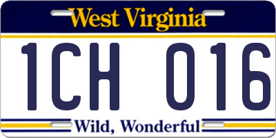 WV license plate 1CH016