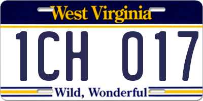 WV license plate 1CH017