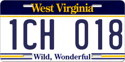 WV license plate 1CH018