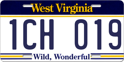 WV license plate 1CH019