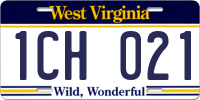 WV license plate 1CH021