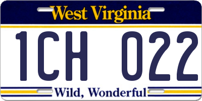 WV license plate 1CH022