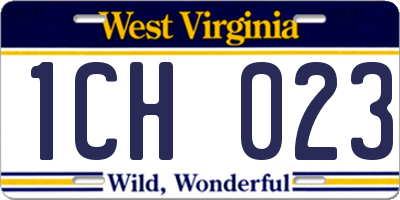 WV license plate 1CH023