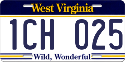 WV license plate 1CH025