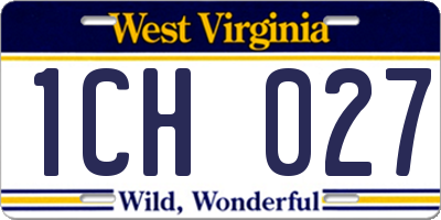 WV license plate 1CH027