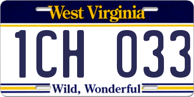 WV license plate 1CH033