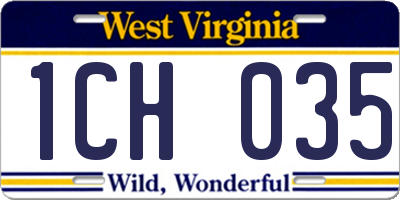 WV license plate 1CH035