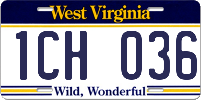 WV license plate 1CH036