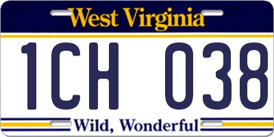 WV license plate 1CH038
