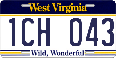 WV license plate 1CH043