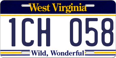WV license plate 1CH058