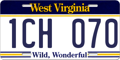 WV license plate 1CH070