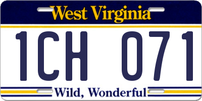 WV license plate 1CH071