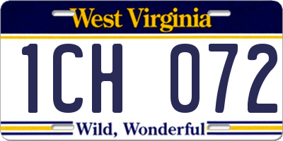WV license plate 1CH072