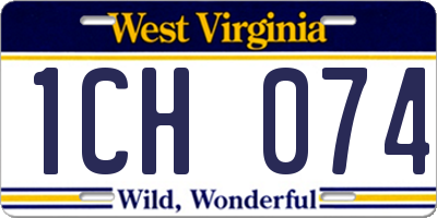WV license plate 1CH074