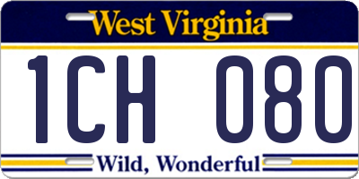 WV license plate 1CH080