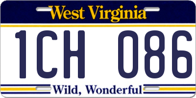 WV license plate 1CH086