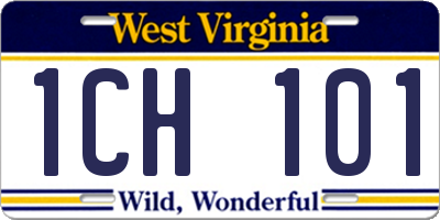 WV license plate 1CH101