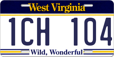 WV license plate 1CH104