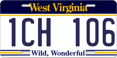 WV license plate 1CH106