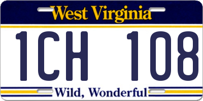 WV license plate 1CH108