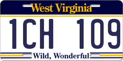 WV license plate 1CH109