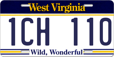 WV license plate 1CH110