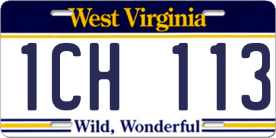 WV license plate 1CH113