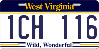 WV license plate 1CH116