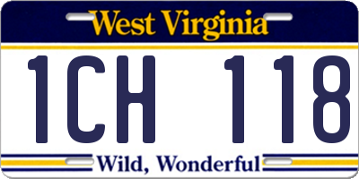 WV license plate 1CH118