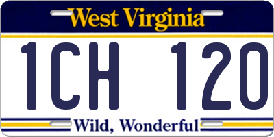 WV license plate 1CH120