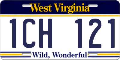 WV license plate 1CH121