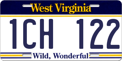 WV license plate 1CH122