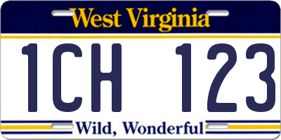 WV license plate 1CH123