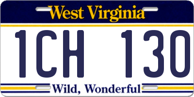 WV license plate 1CH130