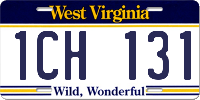 WV license plate 1CH131