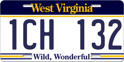 WV license plate 1CH132
