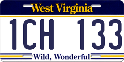 WV license plate 1CH133