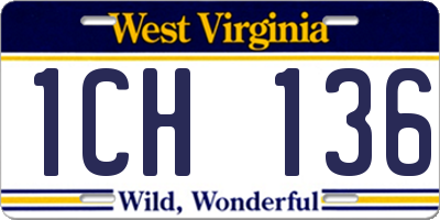 WV license plate 1CH136