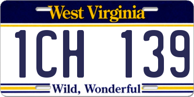 WV license plate 1CH139