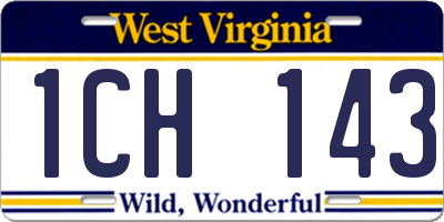 WV license plate 1CH143