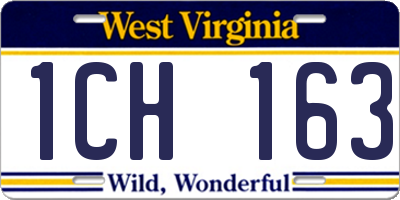 WV license plate 1CH163