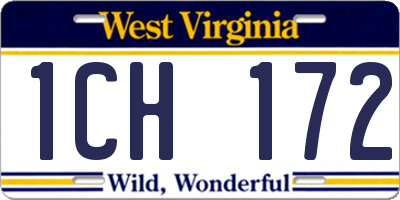 WV license plate 1CH172