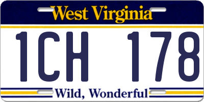 WV license plate 1CH178