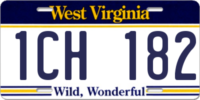 WV license plate 1CH182