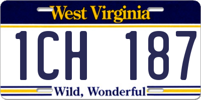 WV license plate 1CH187