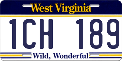 WV license plate 1CH189