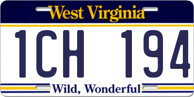 WV license plate 1CH194