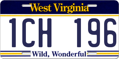 WV license plate 1CH196