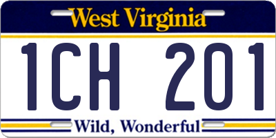 WV license plate 1CH201